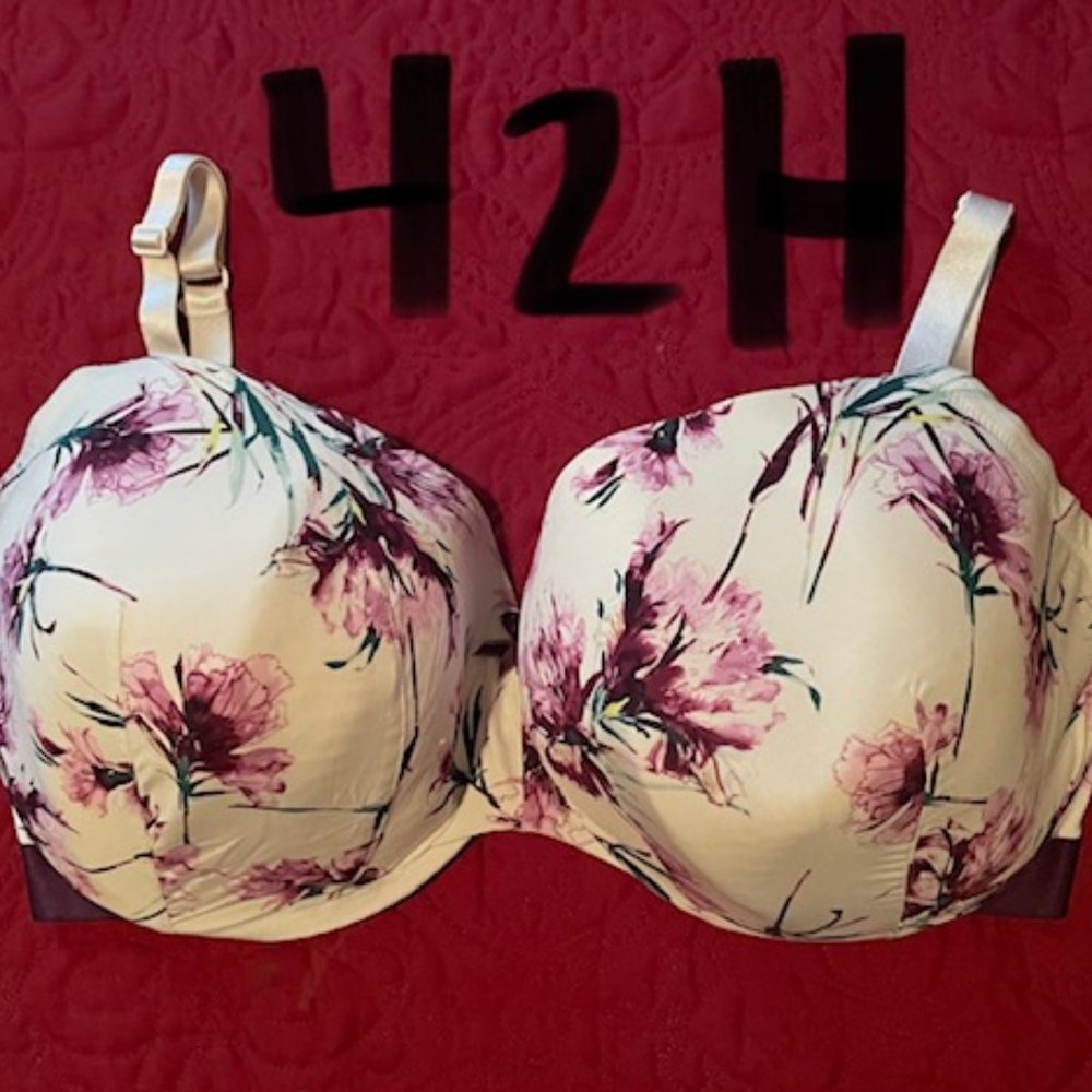 Cacique cream & floral print underwire bra 42H